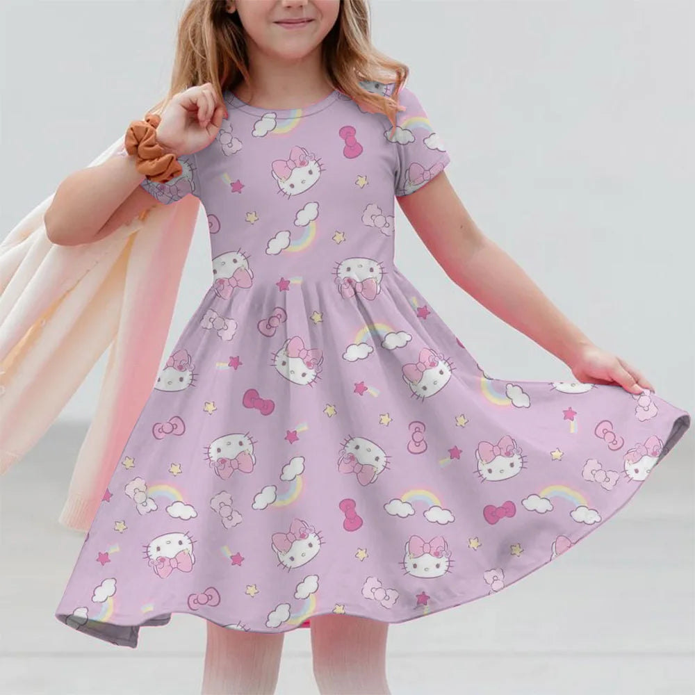 VESTIDO MINI CON DISEÑO DE CARICATURA PARA NIÑA 7 A 13 AÑOS