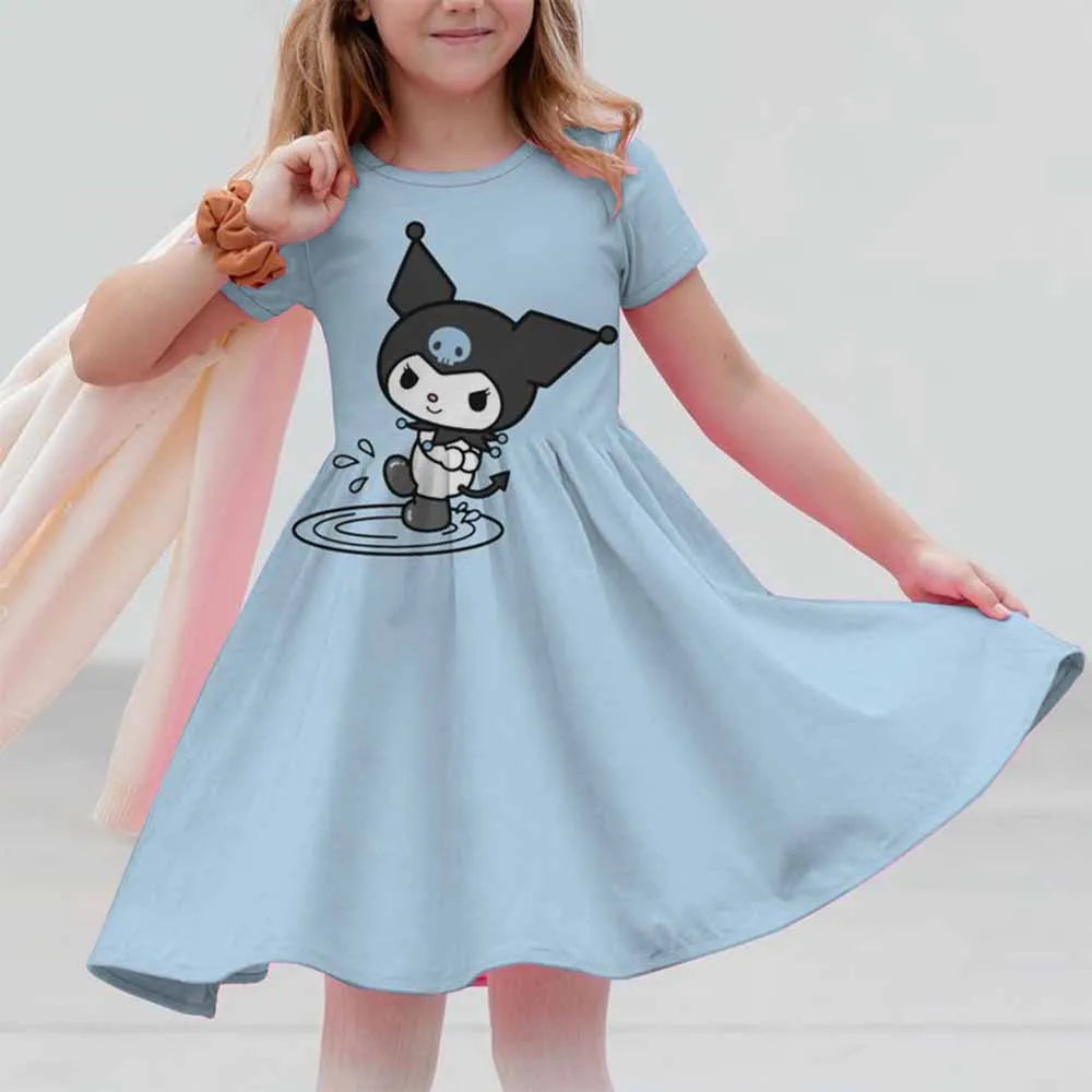 VESTIDO MINI CON DISEÑO DE CARICATURA PARA NIÑA 7 A 13 AÑOS