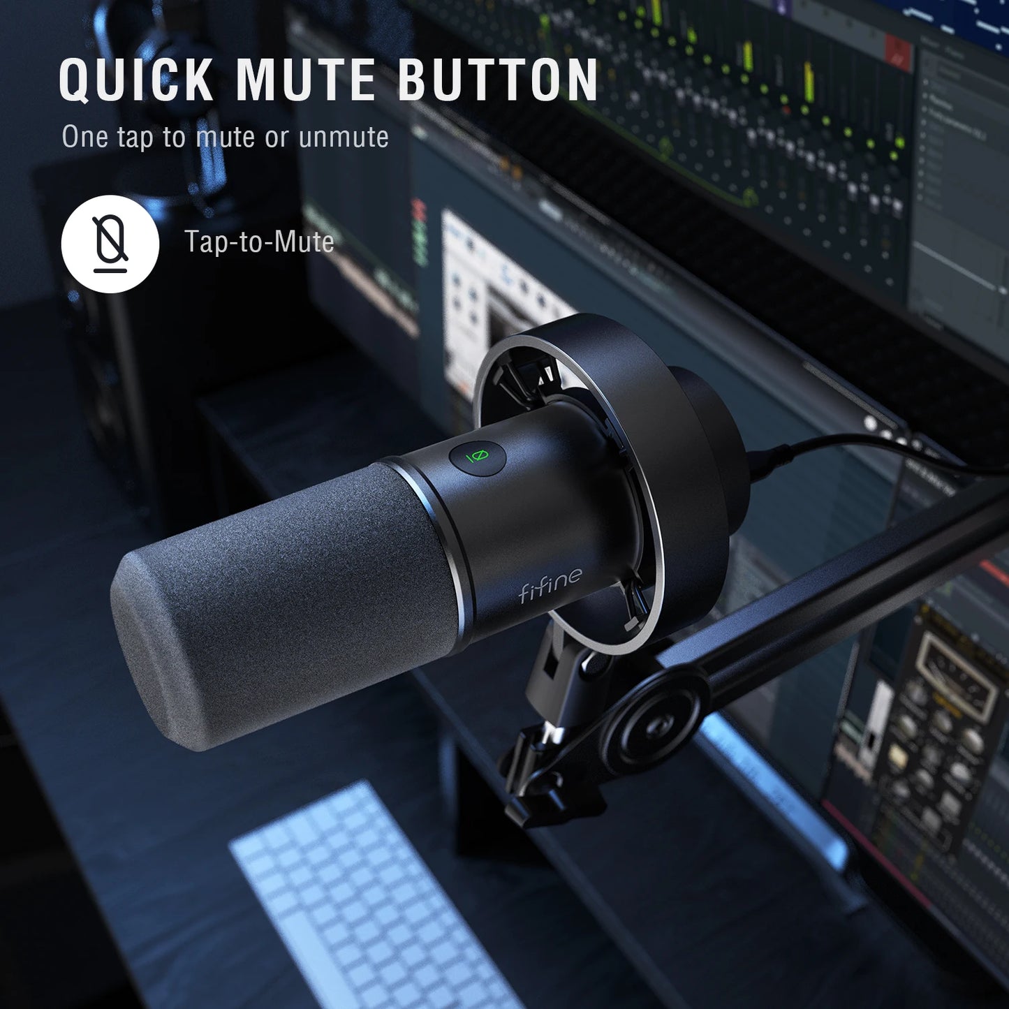FIFINE Micrófono dinámico USB/XLR con perilla de ganancia/mute táctil/conector para auriculares, micrófono de grabación para PC Tarjeta de sonido Streaming-K688W Blanco