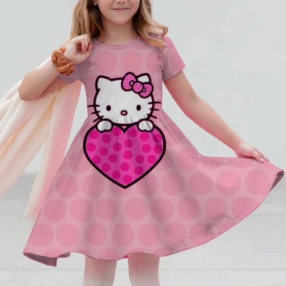 VESTIDO MINI CON DISEÑO DE CARICATURA PARA NIÑA 7 A 13 AÑOS