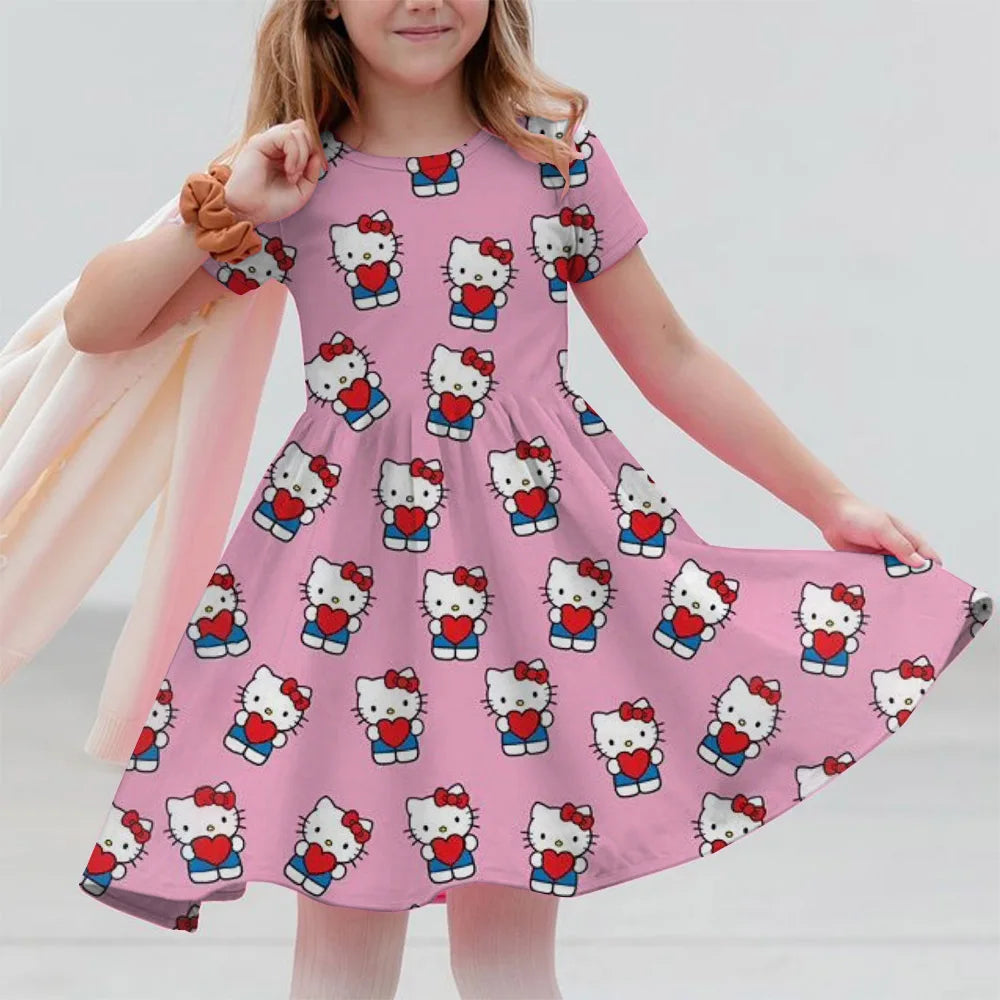 VESTIDO MINI CON DISEÑO DE CARICATURA PARA NIÑA 7 A 13 AÑOS