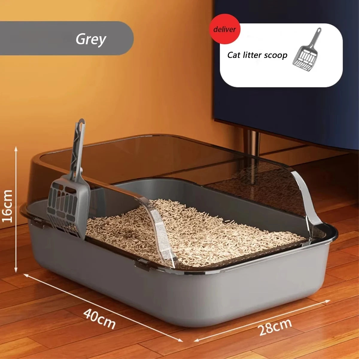 🐱 ARENERO SEMICERRADO PARA GATOS CON DISEÑO ANTISALPICADURAS