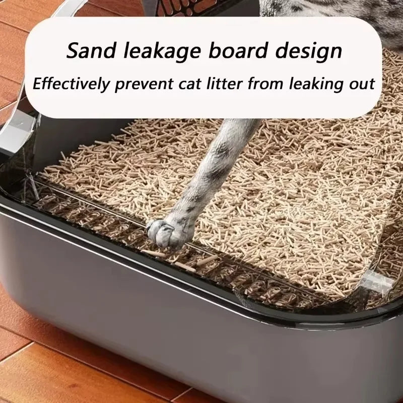 🐱 ARENERO SEMICERRADO PARA GATOS CON DISEÑO ANTISALPICADURAS