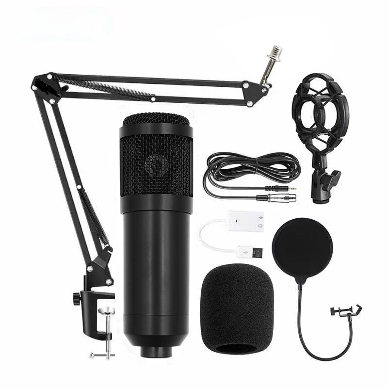 Juego de tarjetas de sonido BM800 V8, micrófono condensador de Audio profesional, micrófono para canto de estudio para Karaoke, grabación de Podcast, transmisión en vivo