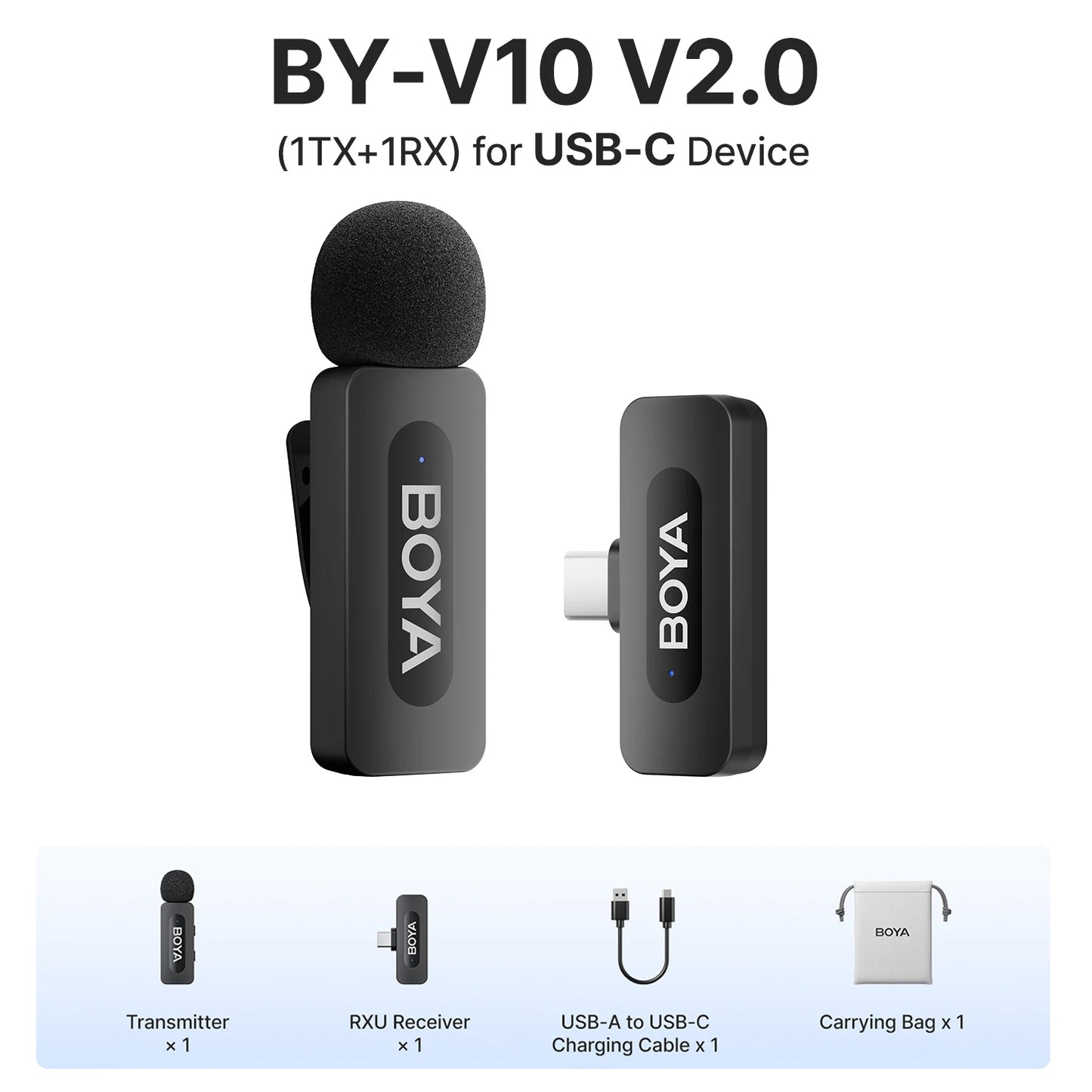 BOYA BY-V Mini micrófono Lavalier inalámbrico profesional para iPhone iPad Android transmisión en vivo grabación de juegos entrevista Vlog