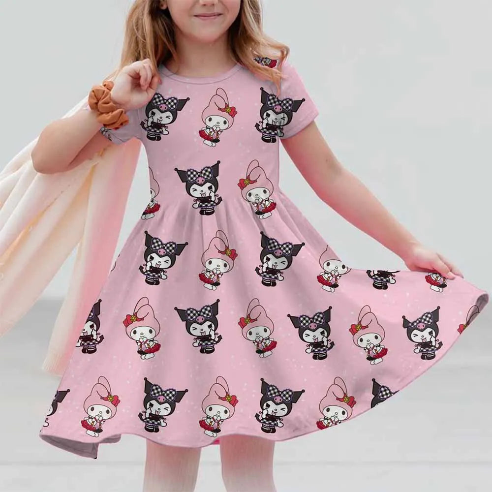 VESTIDO MINI CON DISEÑO DE CARICATURA PARA NIÑA 7 A 13 AÑOS