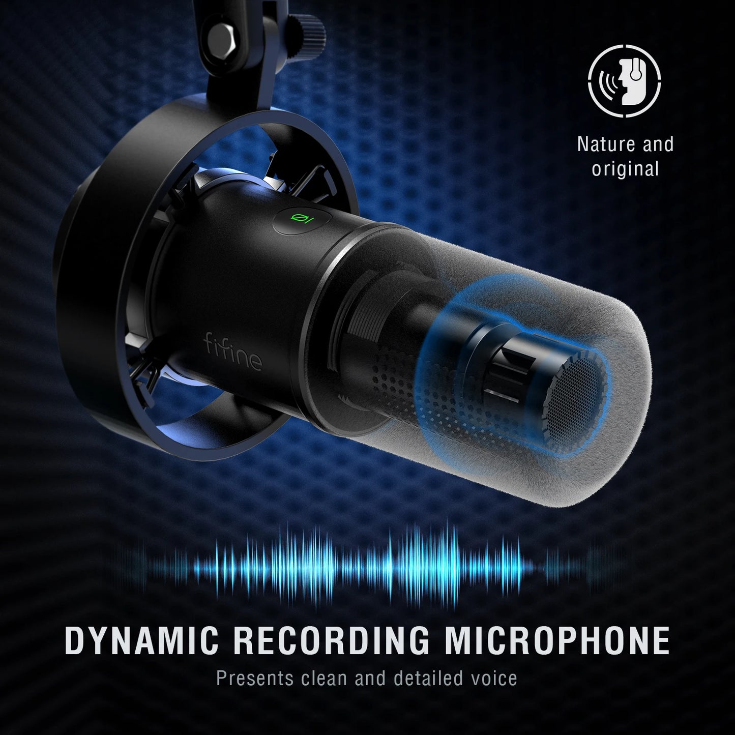 FIFINE Micrófono dinámico USB/XLR con perilla de ganancia/mute táctil/conector para auriculares, micrófono de grabación para PC Tarjeta de sonido Streaming-K688W Blanco
