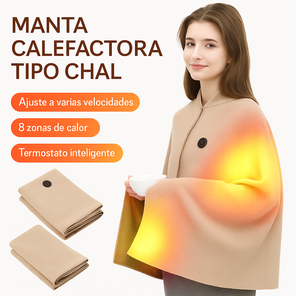 CHAL MANTA TÉRMICA PORTÁTIL USB RECARGABLE CON 3 NIVELES DE CALOR ♨️