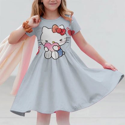 VESTIDO MINI CON DISEÑO DE CARICATURA PARA NIÑA 7 A 13 AÑOS