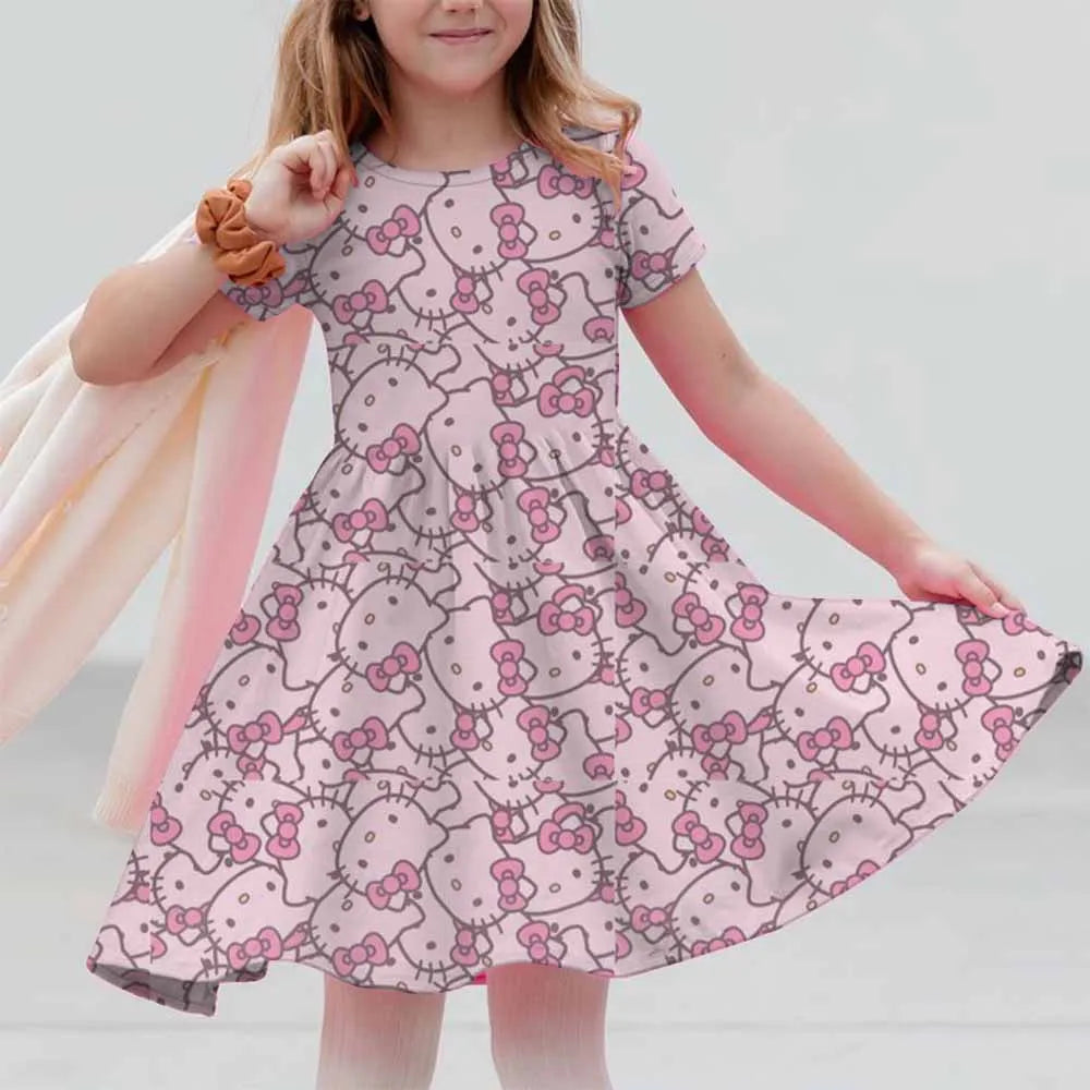 VESTIDO MINI CON DISEÑO DE CARICATURA PARA NIÑA 7 A 13 AÑOS
