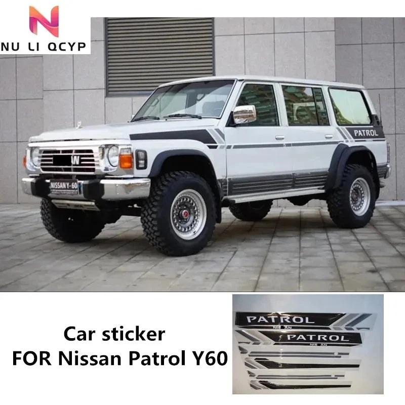 2 uds pegatina de coche para Nissan Patrol Y60 cuerpo decoración lateral izquierda y derecha accesorio de película de vinilo deportivo
