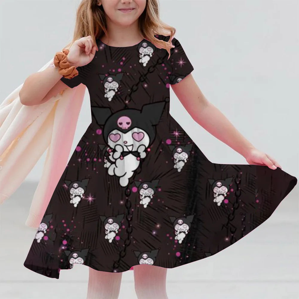 VESTIDO MINI CON DISEÑO DE CARICATURA PARA NIÑA 7 A 13 AÑOS