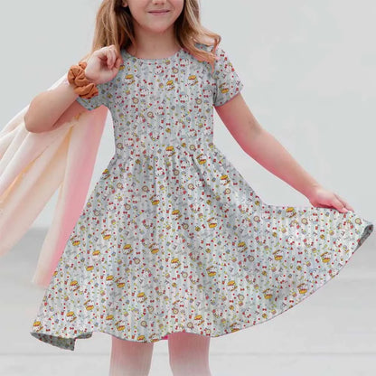 VESTIDO MINI CON DISEÑO DE CARICATURA PARA NIÑA 7 A 13 AÑOS