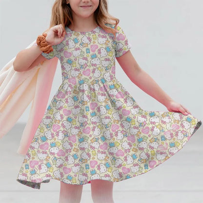 VESTIDO MINI CON DISEÑO DE CARICATURA PARA NIÑA 7 A 13 AÑOS
