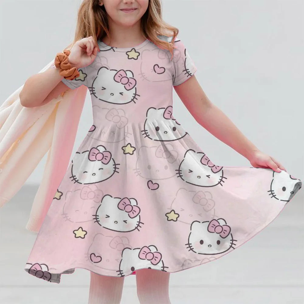 VESTIDO MINI CON DISEÑO DE CARICATURA PARA NIÑA 7 A 13 AÑOS